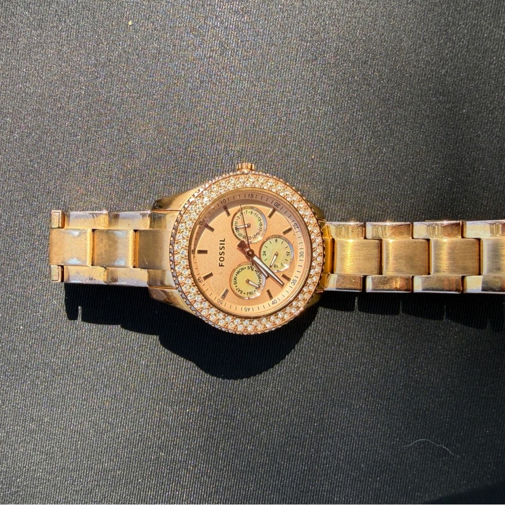 Fossil Rose Gold Crystal Accent Women's Bracelet Watch